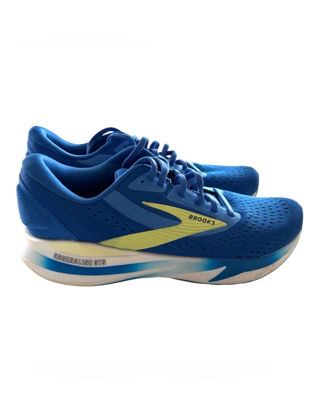 NWOT Brooks Adrenaline Blue Yellow GTS 24 Running Sneakers Shoes SZ 10.5